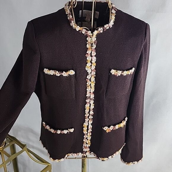 St. John Vintage Chocolate Brown by Sweater Jacket Coat Blazer Old Money - Picture 5 of 16